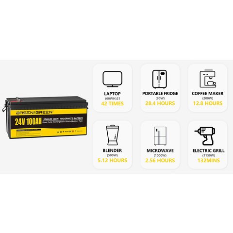 Аккумулятор Basen BG24100, LiFePO4, 24 В, 100 Ач, bluetooth Превью 1