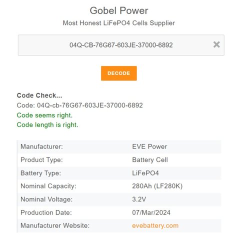 Аккумулятор EVE LF280K V3, LiFePO4, 3,2 B, 280 Ач, grade a Превью 7