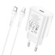 Сетевое зарядное устройство Hoco N22, 25 Вт, Power Delivery (PD), белый, c кабелем USB тип-C к Lightning для Apple, 1 порт, #6931474760074 Превью 1