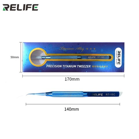Pinzas para smd RELIFE RT-15C, curvada, aleación de titanio, 140 mm Vista previa  10
