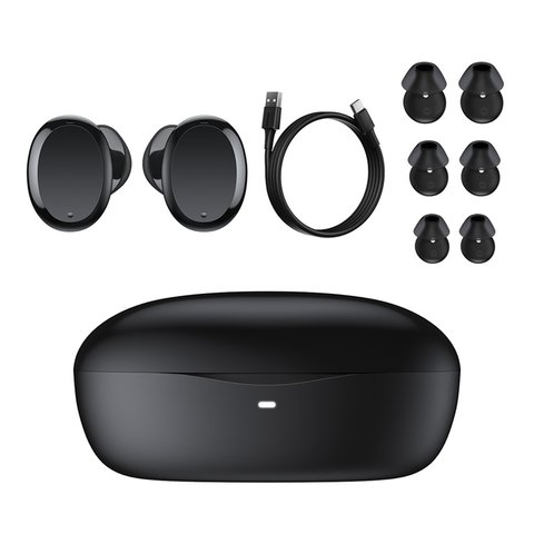 Гарнитура Baseus Encok W11, беспроводная, черная, с зарядным кейсом, c кабелем, #NGTW060001 Превью 1