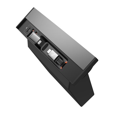 Автомобільний зарядний пристрій Baseus T-Space HUB for Tesla, чорне, сіре, Quick Charge, з кабелем, 45 Вт, 3 порта, 12-24 B, #B00051300111-00 Прев'ю 1