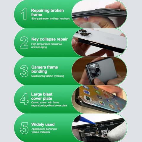 Клей RELIFE RL-035D, прозрачный, ультрафиолетовый, для ремонта трещин, для дисплейных рамок, 10 мл Превью 2