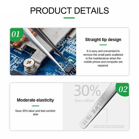 Пинцет монтажный RELIFE TS-11, прямой, 160 мм Превью 3
