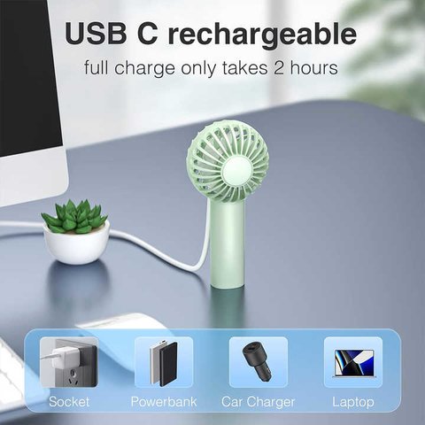 Вентилятор DC03, фиолетовый, с аккумулятором, ручной, настольный, USB тип-C Превью 4